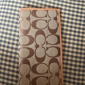Coach Brown and Tan Signature Long Wallet